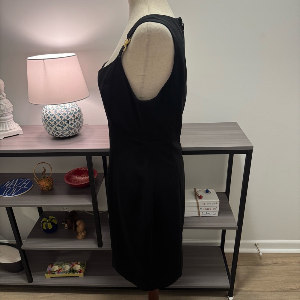 Vintage Georgiou Studio Black Rhinestone Strap Cocktail Dress – Size 10 - Picture 4 of 12